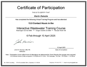 john harrison martin balestie interactive wastewater course diploma